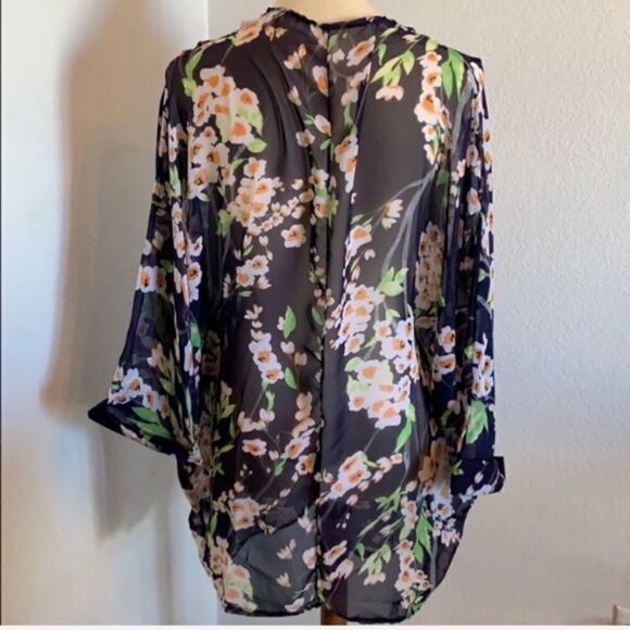 Blue Cherry Blossom Floral Cover Up Size S Kimono - Picture 7 of 8